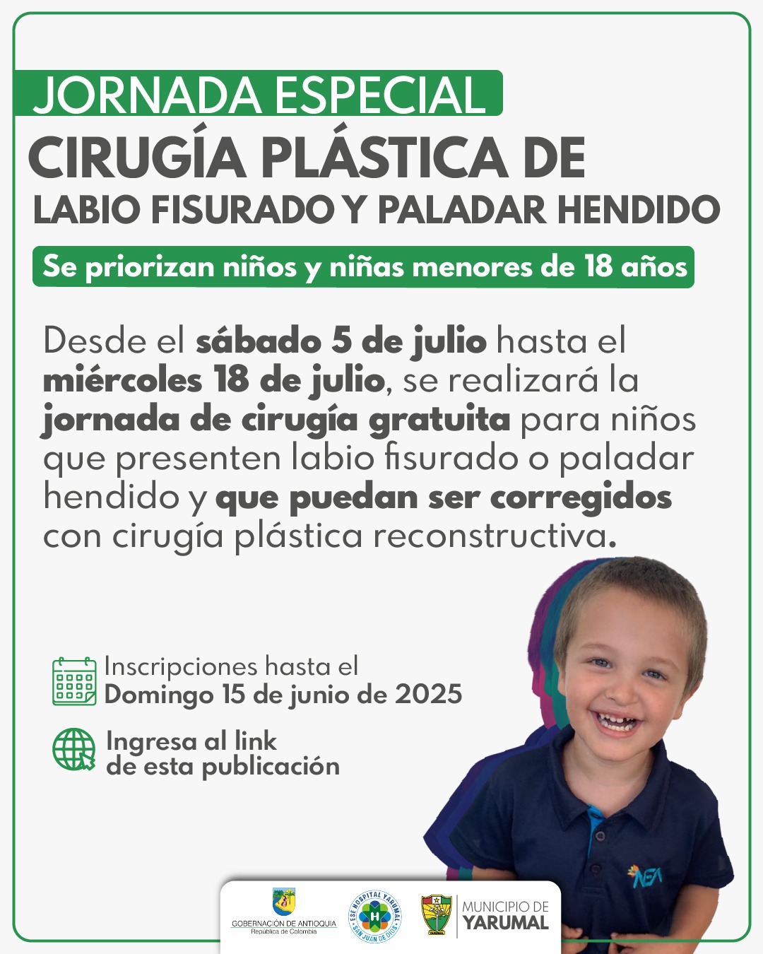 Jornada especial cirugía plástica de labio fisurado y paladar hendido