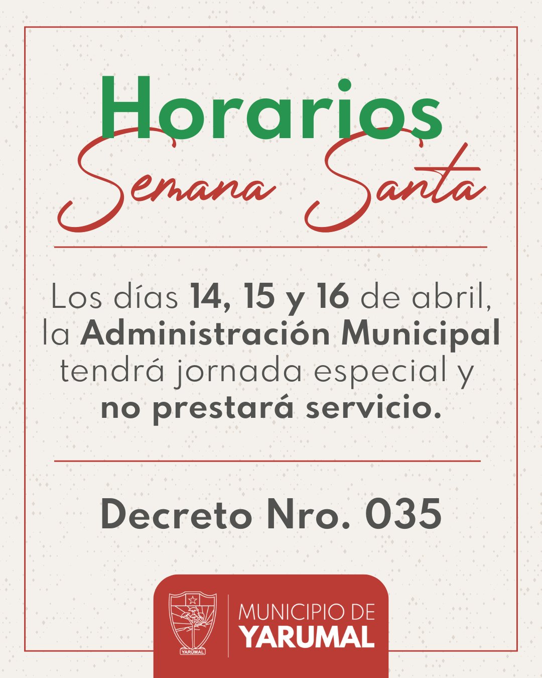 Horarios en Semana Santa 